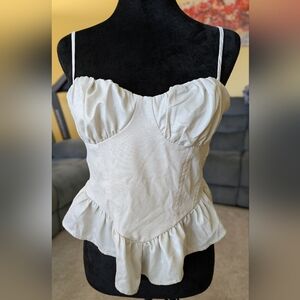 Forever 21 Cream Camisole Peplum Top